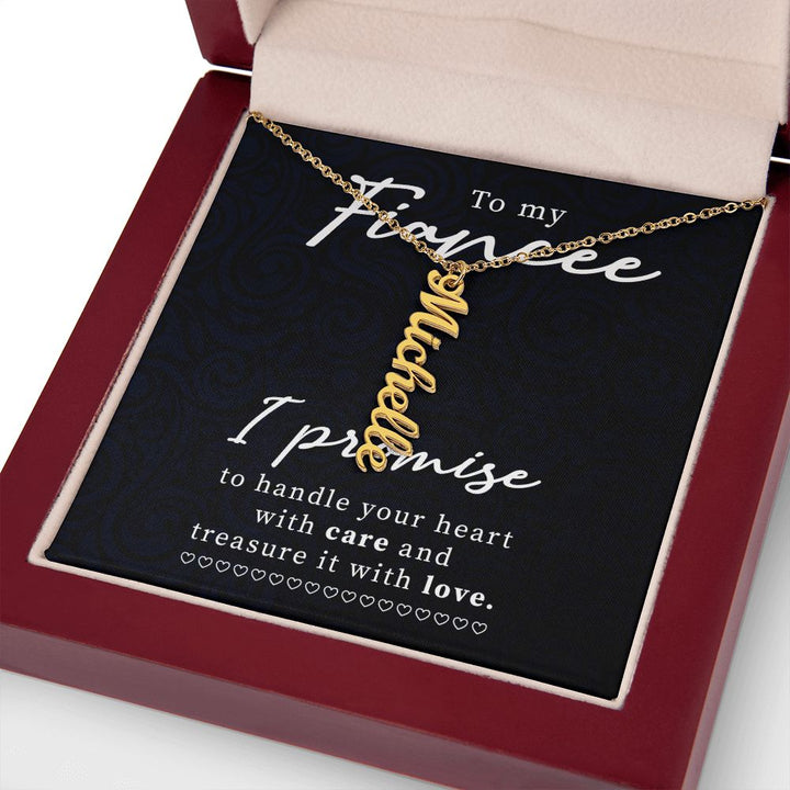 To My Fiancée | Treasure it with Love -  Personalized Vertical Name Necklace