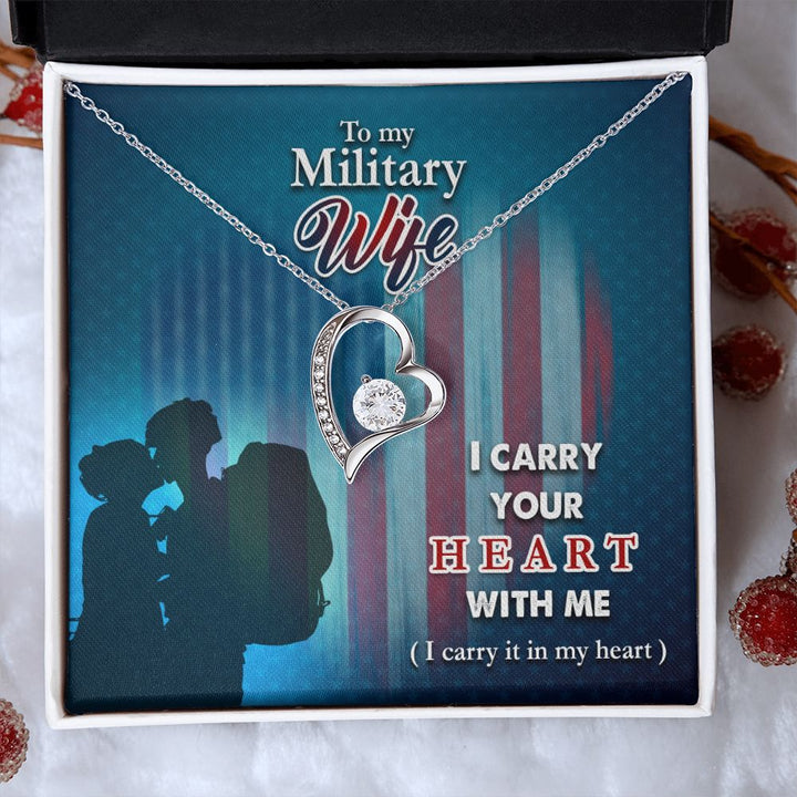 To My Wife | Military Wife I Carry your Heart with me - Forever Love Necklace
