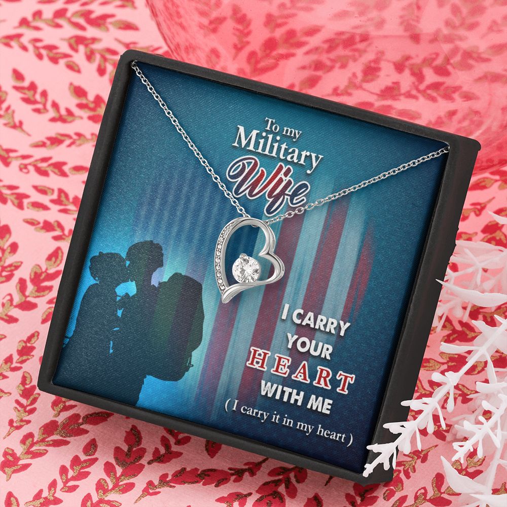 To My Wife | Military Wife I Carry your Heart with me - Forever Love Necklace