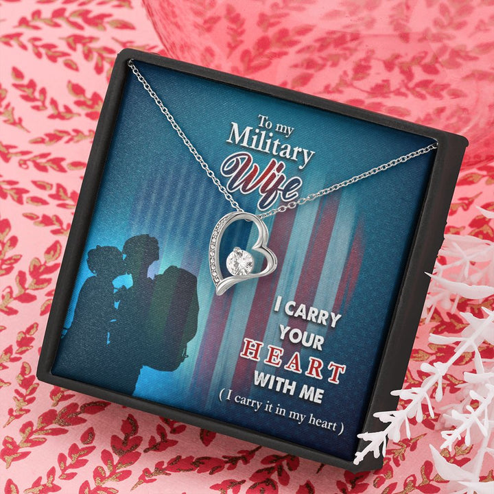 To My Wife | Military Wife I Carry your Heart with me - Forever Love Necklace