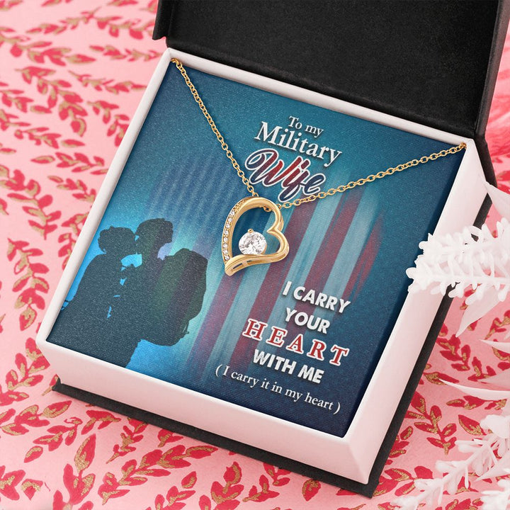 To My Wife | Military Wife I Carry your Heart with me - Forever Love Necklace