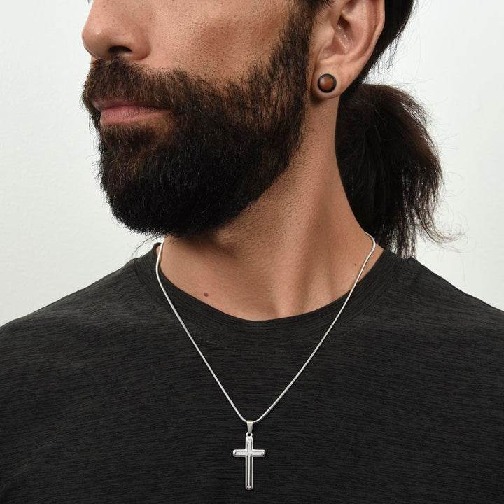 For We Live By Faith, Not By Sight - Stainless Cross Necklace with Ball Chain