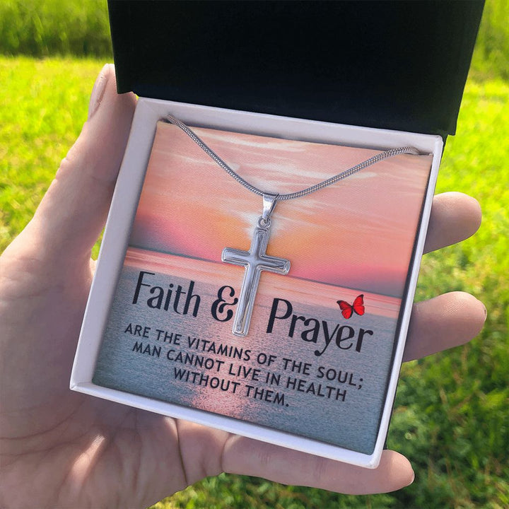 Faith | Faith and Prayer - Stainless Cross Necklace with Ball Chain