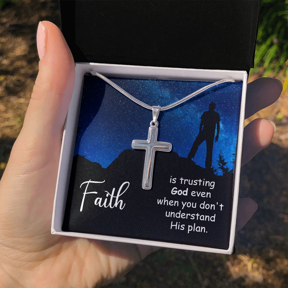 Faith | Trusting God even when you don't - Stainless Cross Necklace with Ball Chain