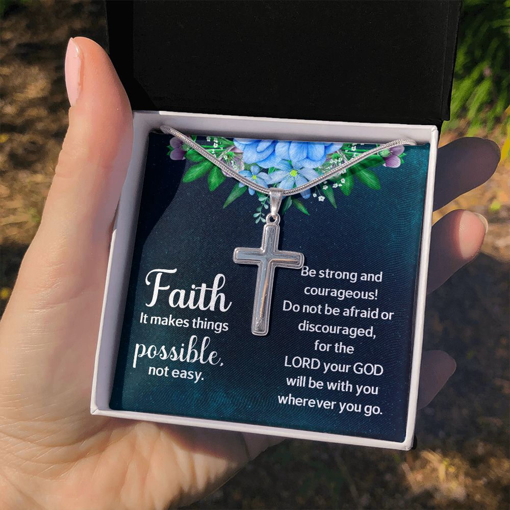 Faith | It makes things Possible - Stainless Cross Necklace with Ball Chain