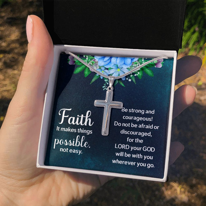 Faith | It makes things Possible - Stainless Cross Necklace with Ball Chain