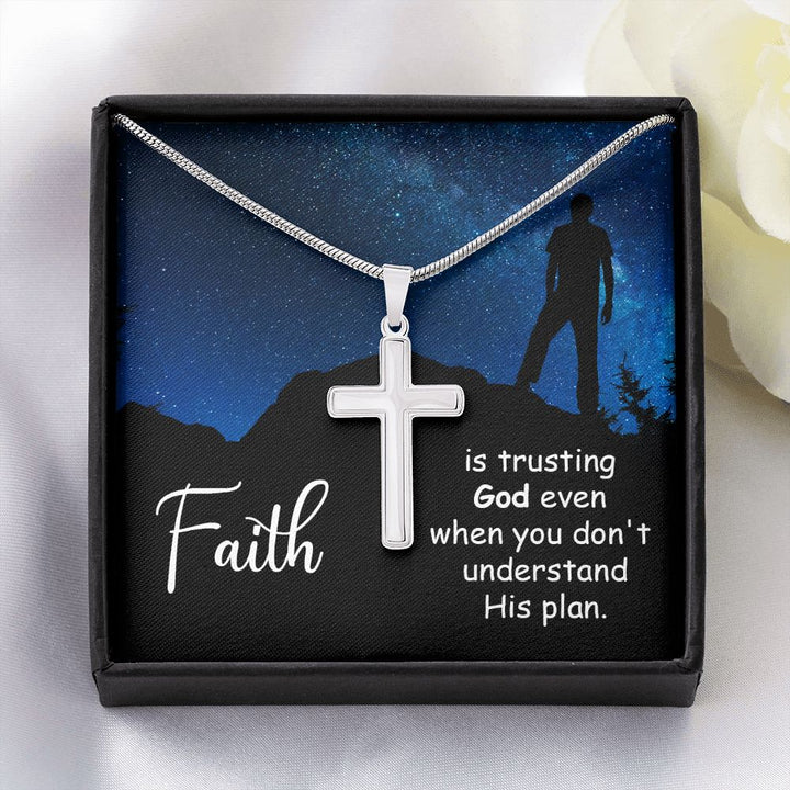 Faith | Trusting God even when you don't - Stainless Cross Necklace with Ball Chain