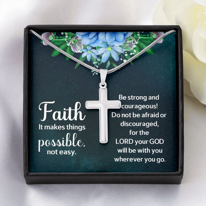 Faith | It makes things Possible - Stainless Cross Necklace with Ball Chain