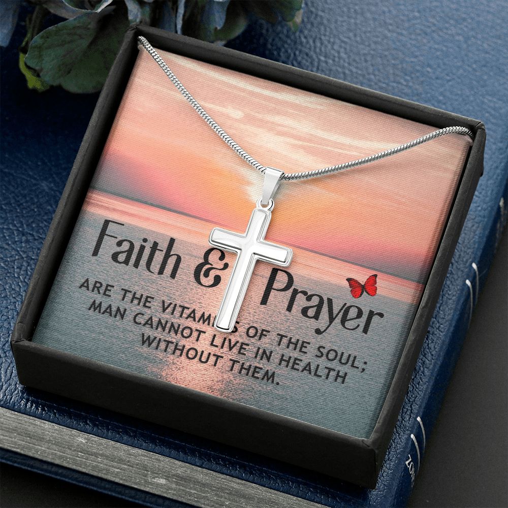 Faith | Faith and Prayer - Stainless Cross Necklace with Ball Chain