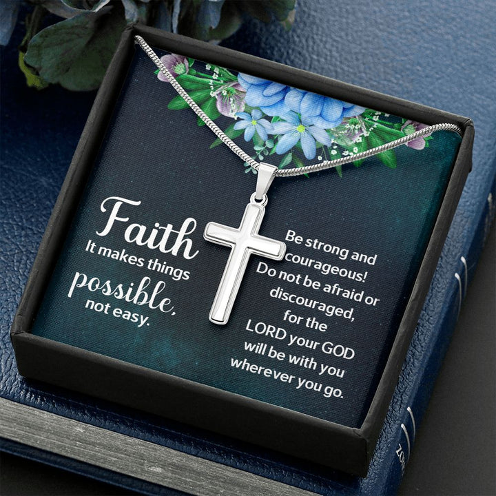 Faith | It makes things Possible - Stainless Cross Necklace with Ball Chain