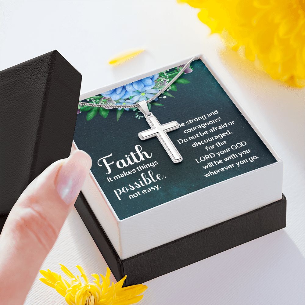 Faith | It makes things Possible - Stainless Cross Necklace with Ball Chain