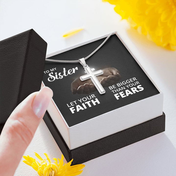 To My Sister | Let Your Faith - Stainless Steel Cross Necklace