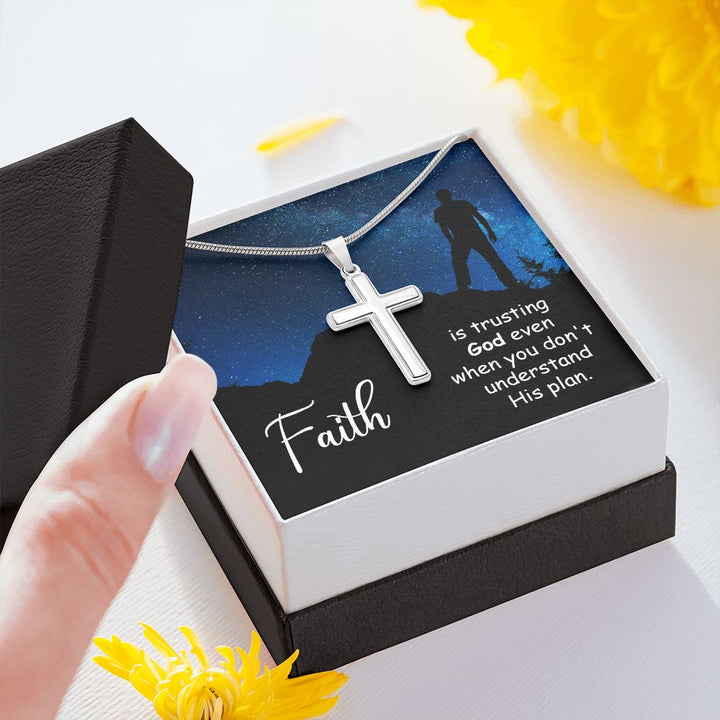 Faith | Trusting God even when you don't - Stainless Cross Necklace with Ball Chain