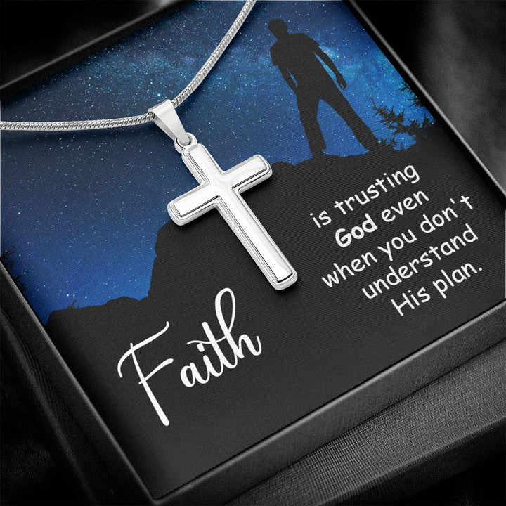 Faith | Trusting God even when you don't - Stainless Cross Necklace with Ball Chain
