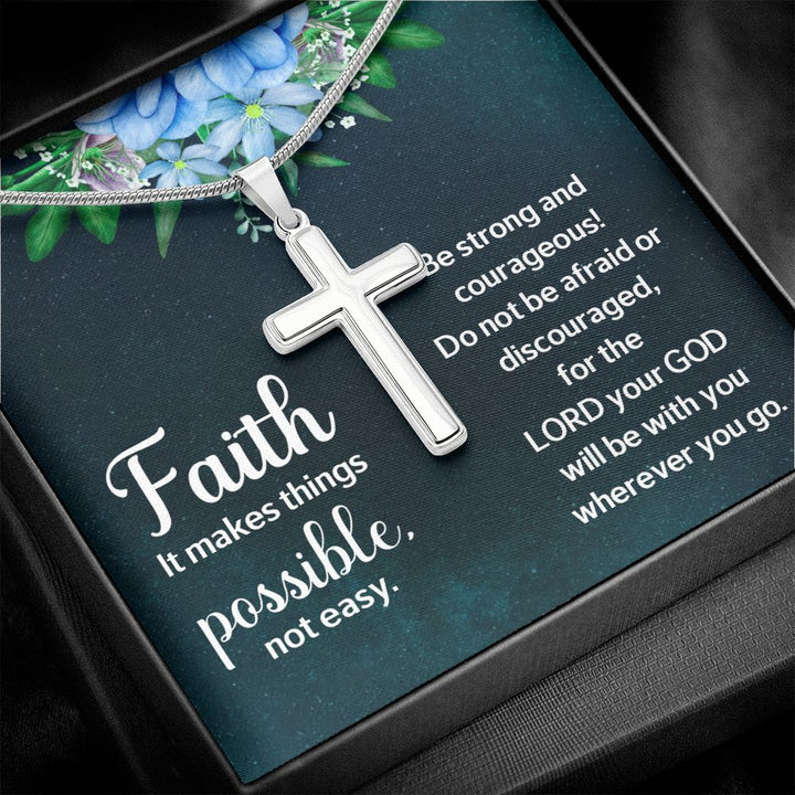 Faith | It makes things Possible - Stainless Cross Necklace with Ball Chain