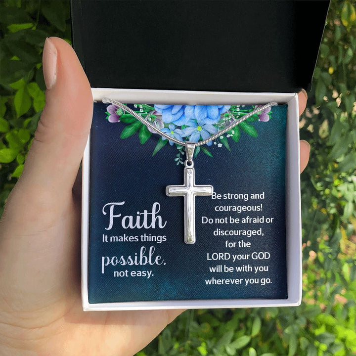 Faith | It makes things Possible - Stainless Cross Necklace with Ball Chain