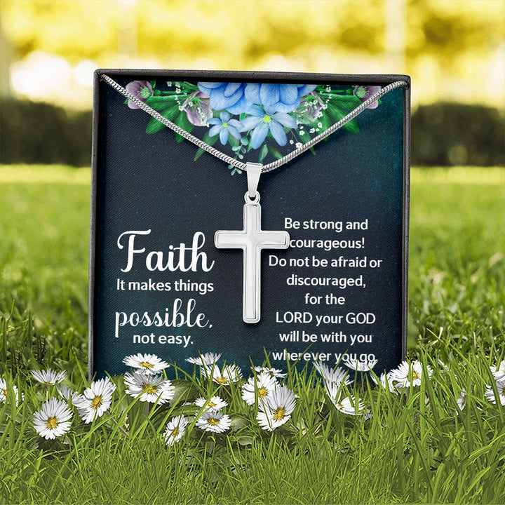 Faith | It makes things Possible - Stainless Cross Necklace with Ball Chain