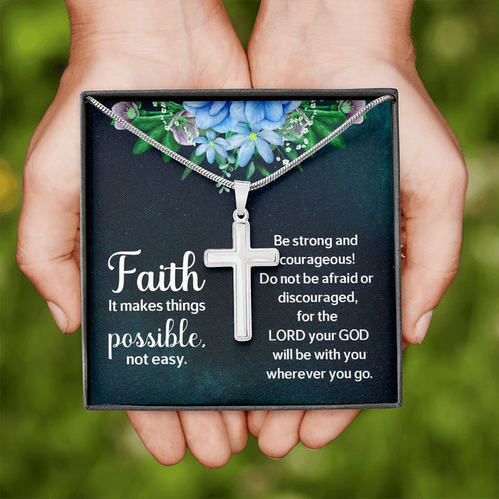 Faith | It makes things Possible - Stainless Cross Necklace with Ball Chain