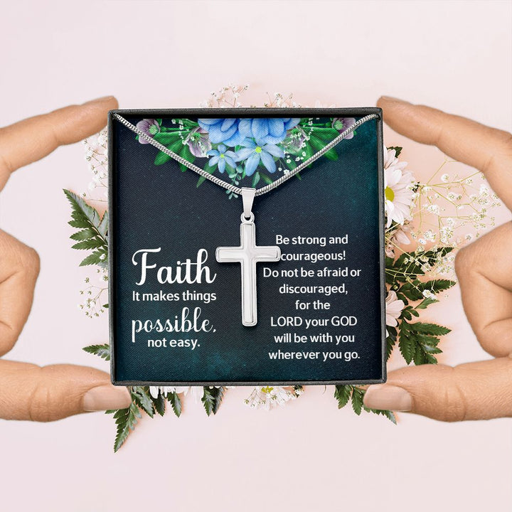 Faith | It makes things Possible - Stainless Cross Necklace with Ball Chain