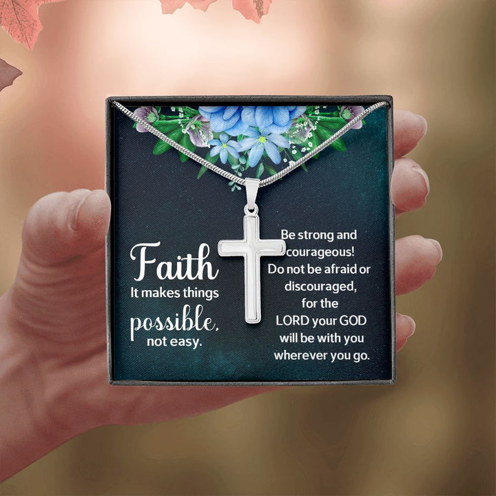 Faith | It makes things Possible - Stainless Cross Necklace with Ball Chain