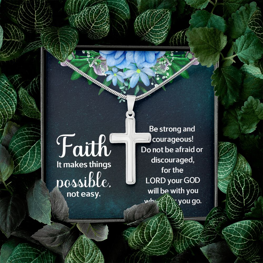 Faith | It makes things Possible - Stainless Cross Necklace with Ball Chain