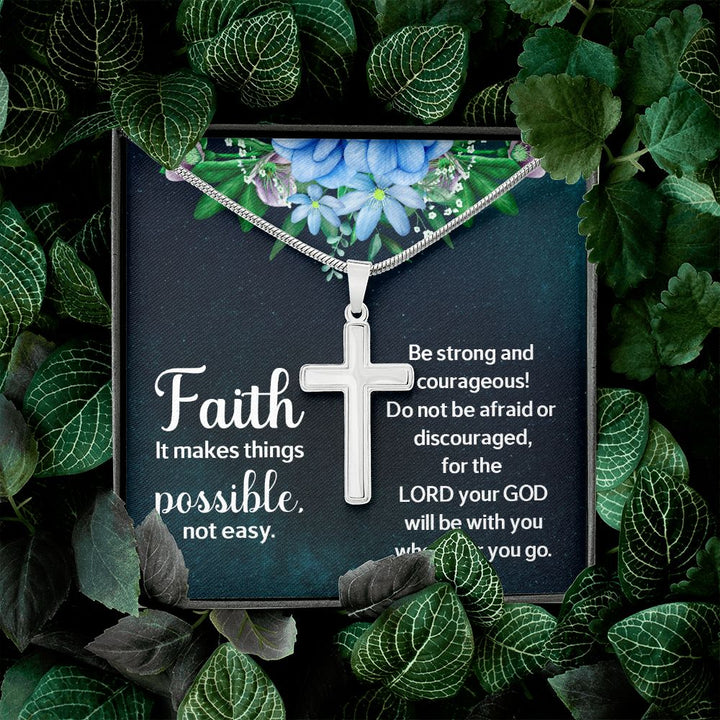 Faith | It makes things Possible - Stainless Cross Necklace with Ball Chain