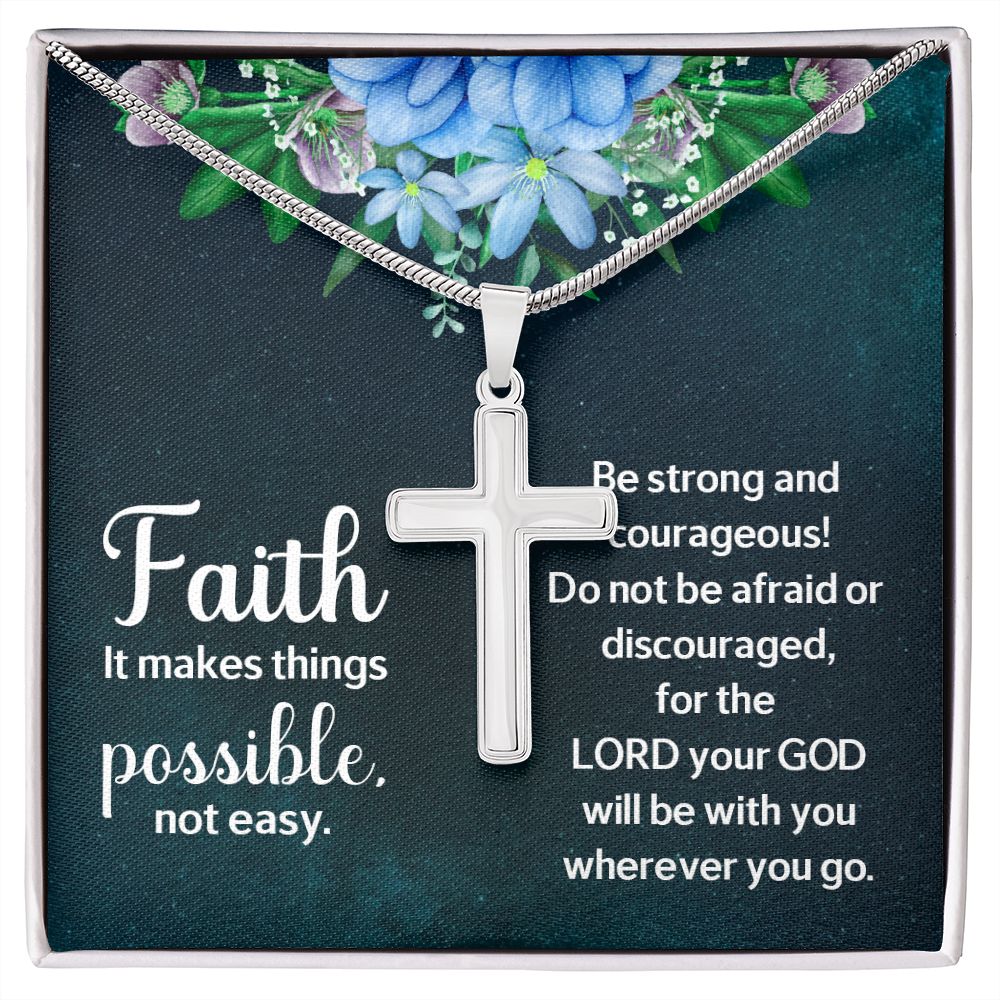 Faith | It makes things Possible - Stainless Cross Necklace with Ball Chain