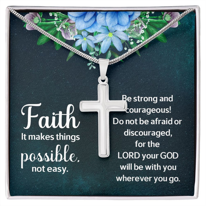 Faith | It makes things Possible - Stainless Cross Necklace with Ball Chain