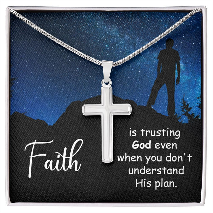 Faith | Trusting God even when you don't - Stainless Cross Necklace with Ball Chain