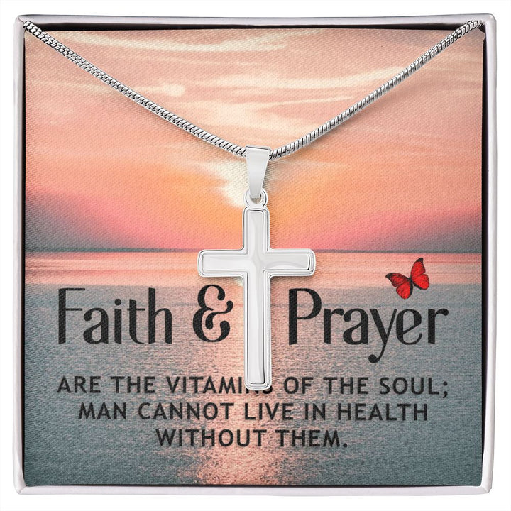 Faith | Faith and Prayer - Stainless Cross Necklace with Ball Chain