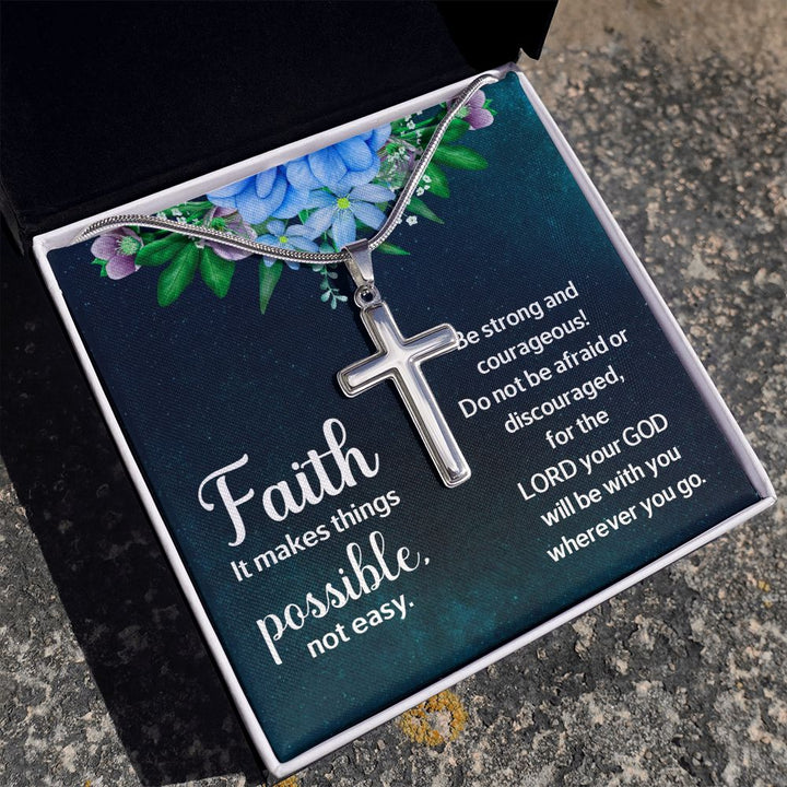 Faith | It makes things Possible - Stainless Cross Necklace with Ball Chain