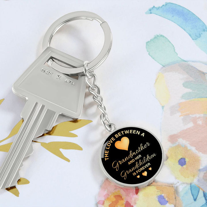 The Love between a Grandmother and Her Grandchildren is Forever - Circle Keychain