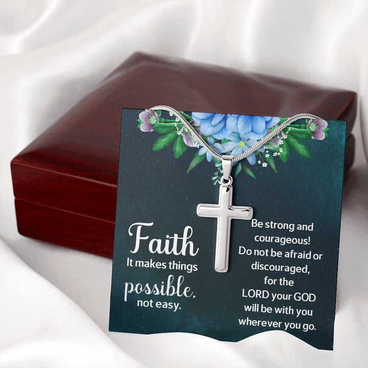 Faith | It makes things Possible - Stainless Cross Necklace with Ball Chain