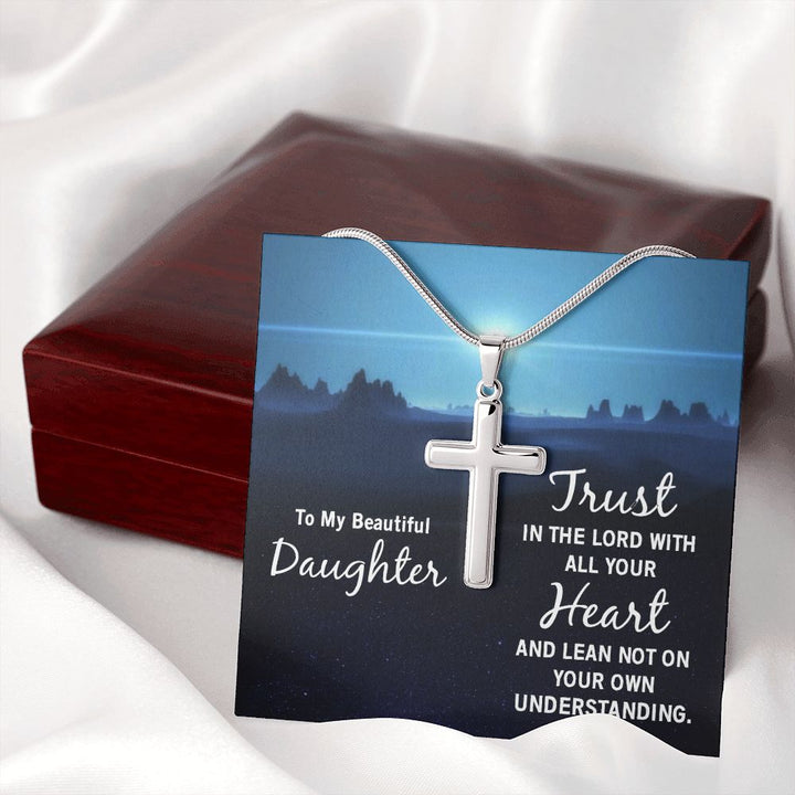 To My Daughter | Trust in the Lord - Stainless Steel Cross Necklace