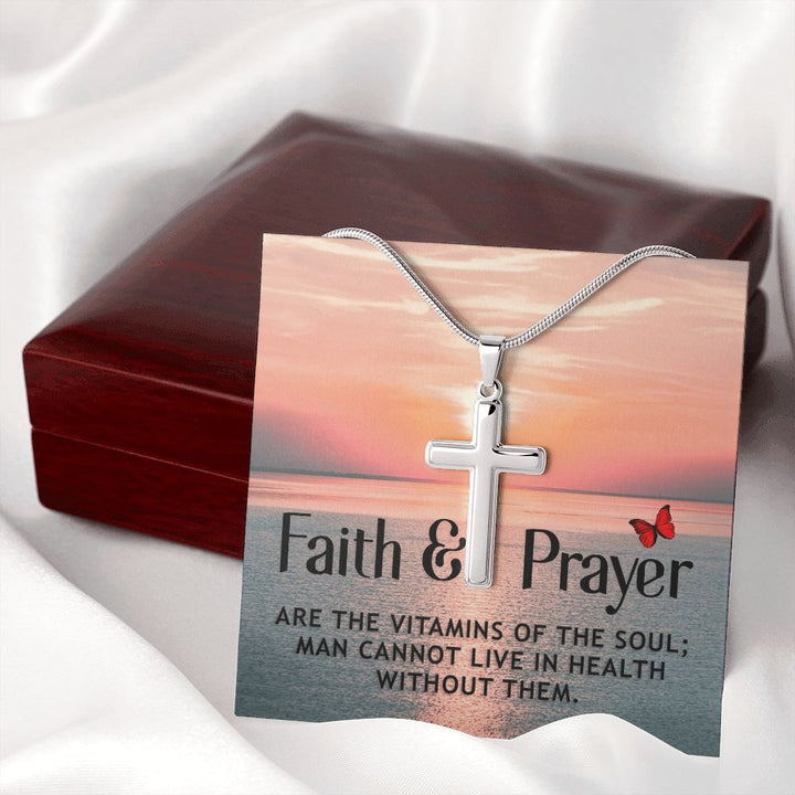 Faith | Faith and Prayer - Stainless Cross Necklace with Ball Chain