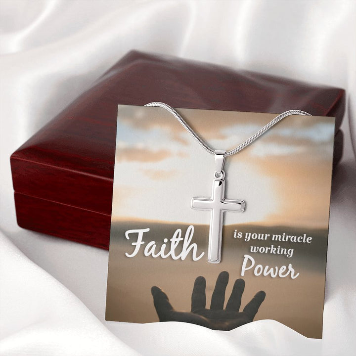 Faith is  your miracle working power - Stainless Cross Necklace with Ball Chain