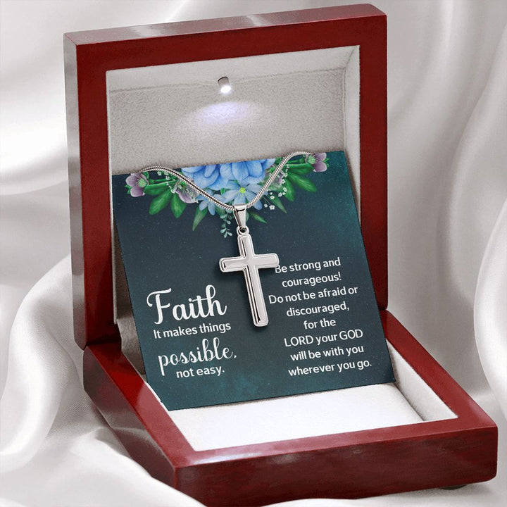 Faith | It makes things Possible - Stainless Cross Necklace with Ball Chain