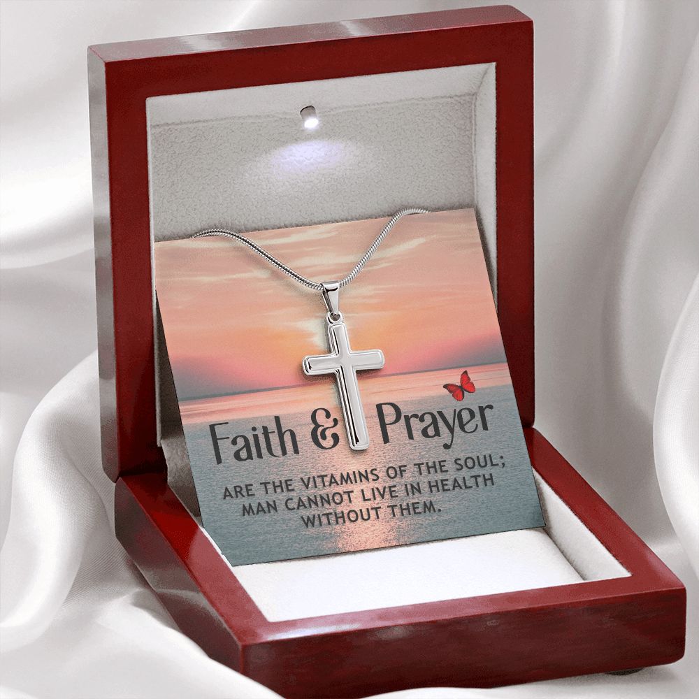 Faith | Faith and Prayer - Stainless Cross Necklace with Ball Chain