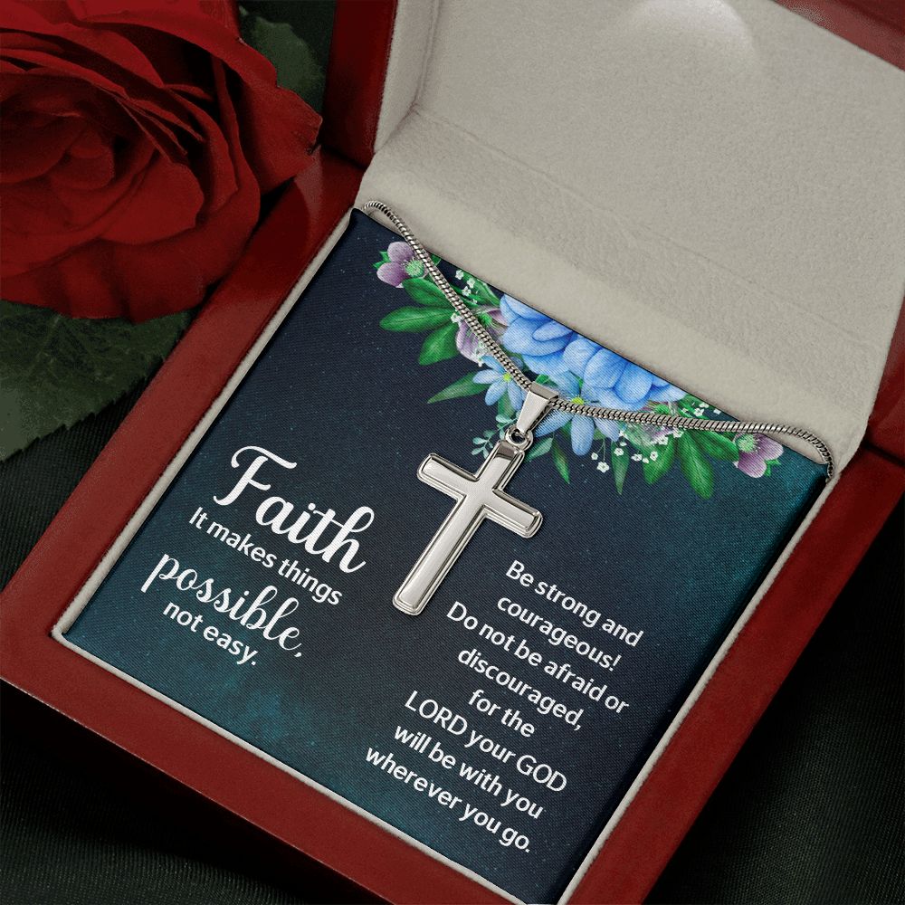 Faith | It makes things Possible - Stainless Cross Necklace with Ball Chain