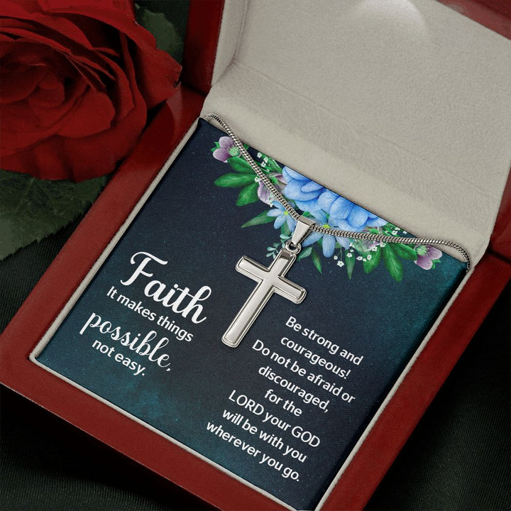 Faith | It makes things Possible - Stainless Cross Necklace with Ball Chain