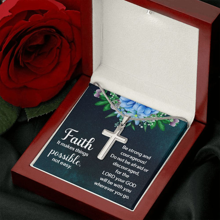 Faith | It makes things Possible - Stainless Cross Necklace with Ball Chain