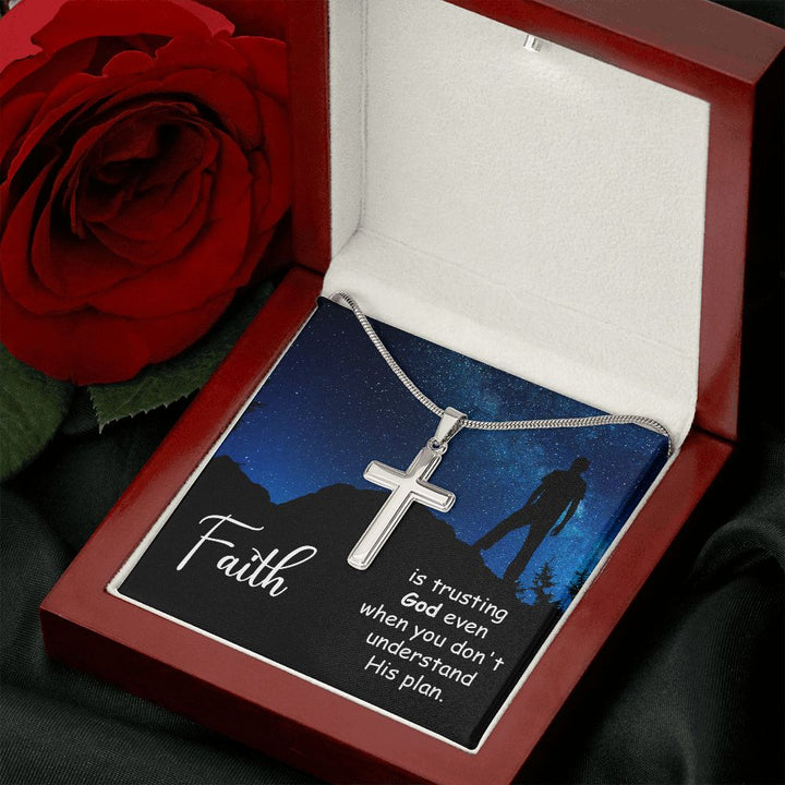 Faith | Trusting God even when you don't - Stainless Cross Necklace with Ball Chain