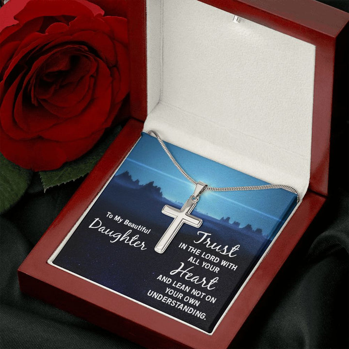 To My Daughter | Trust in the Lord - Stainless Steel Cross Necklace