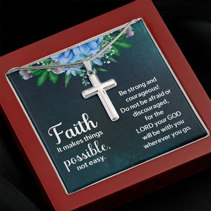 Faith | It makes things Possible - Stainless Cross Necklace with Ball Chain