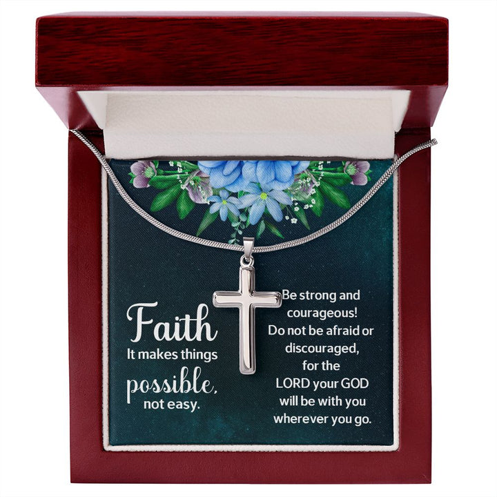 Faith | It makes things Possible - Stainless Cross Necklace with Ball Chain