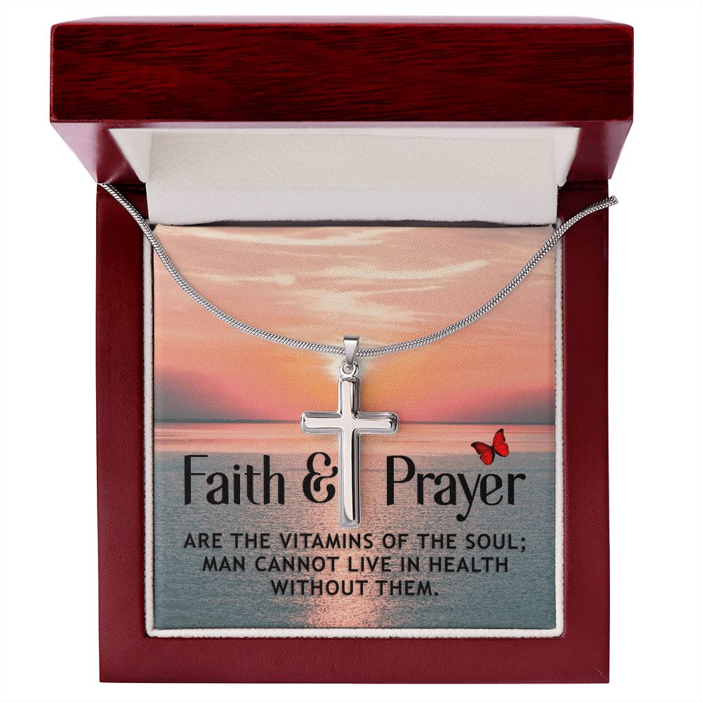 Faith | Faith and Prayer - Stainless Cross Necklace with Ball Chain
