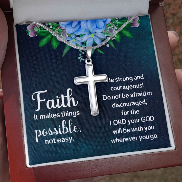 Faith | It makes things Possible - Stainless Cross Necklace with Ball Chain