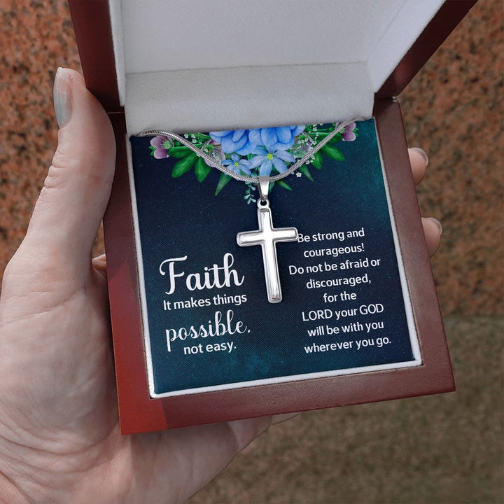 Faith | It makes things Possible - Stainless Cross Necklace with Ball Chain