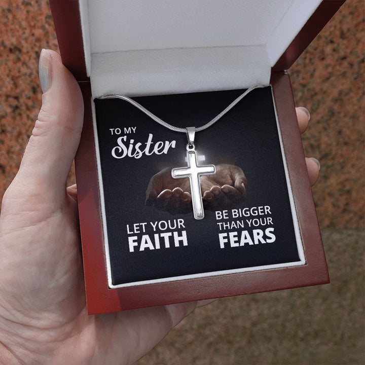 To My Sister | Let Your Faith - Stainless Steel Cross Necklace